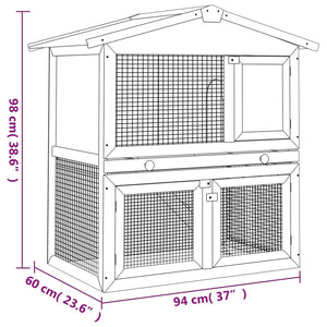 Outdoor Rabbit Hutch 3 Doors Red Wood