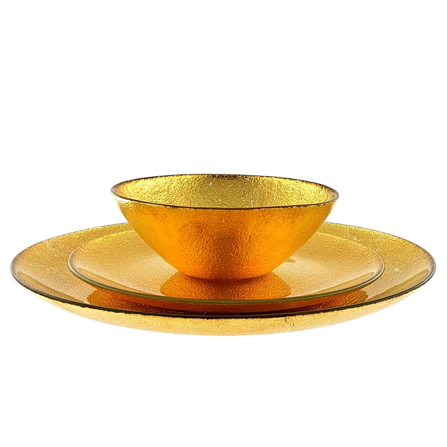 AURA 12PC Gilded Glass Dinnerware Set - Gold 12 piece