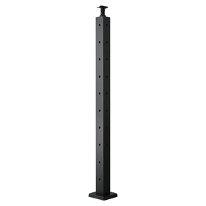 Cable Railing Post, 36x2x2 Inch Corner Railing Post, with L-Shaped Pre-Drilled Holes, Stainless Steel Cable Rail Post with Horizontal and Curved Bracket, 1-Pack, Black, 1JZLGZXHS914ZPBNY001V0