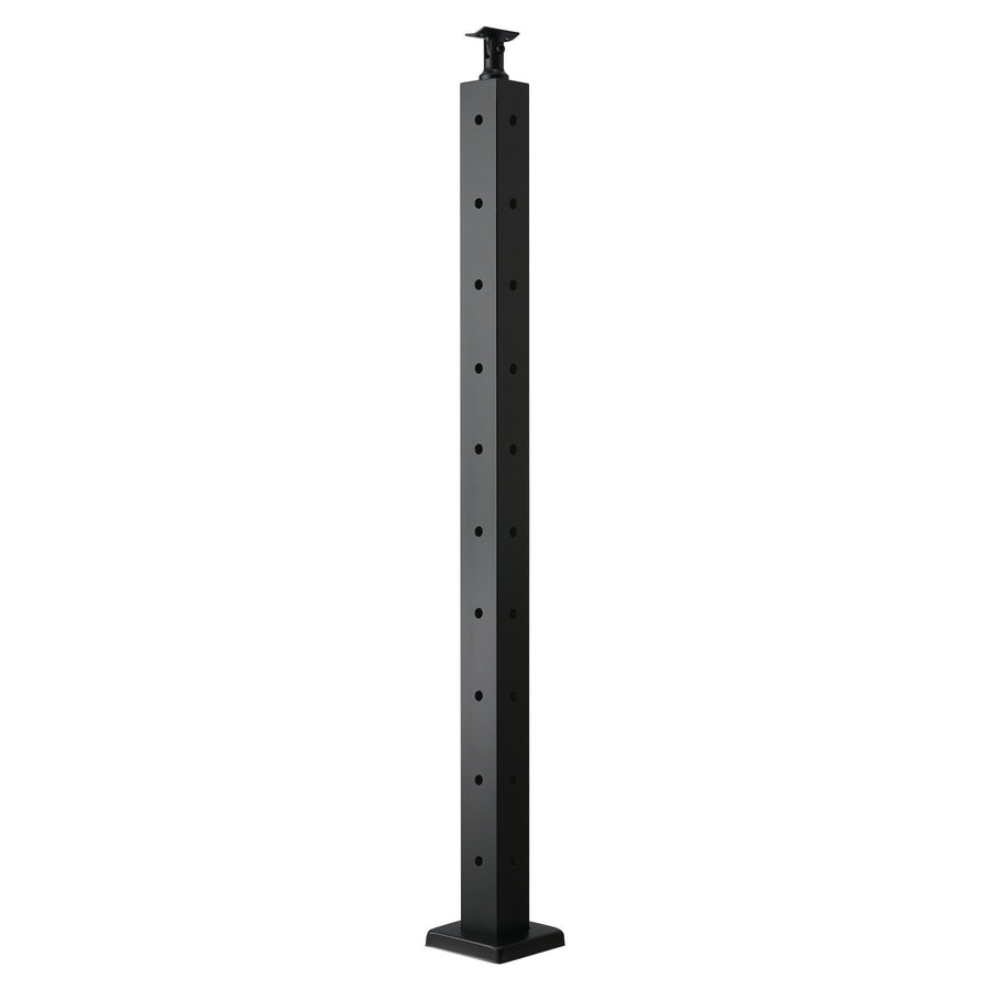 Cable Railing Post, 36x2x2 Inch Corner Railing Post, with L-Shaped Pre-Drilled Holes, Stainless Steel Cable Rail Post with Horizontal and Curved Bracket, 1-Pack, Black, 1JZLGZXHS914ZPBNY001V0