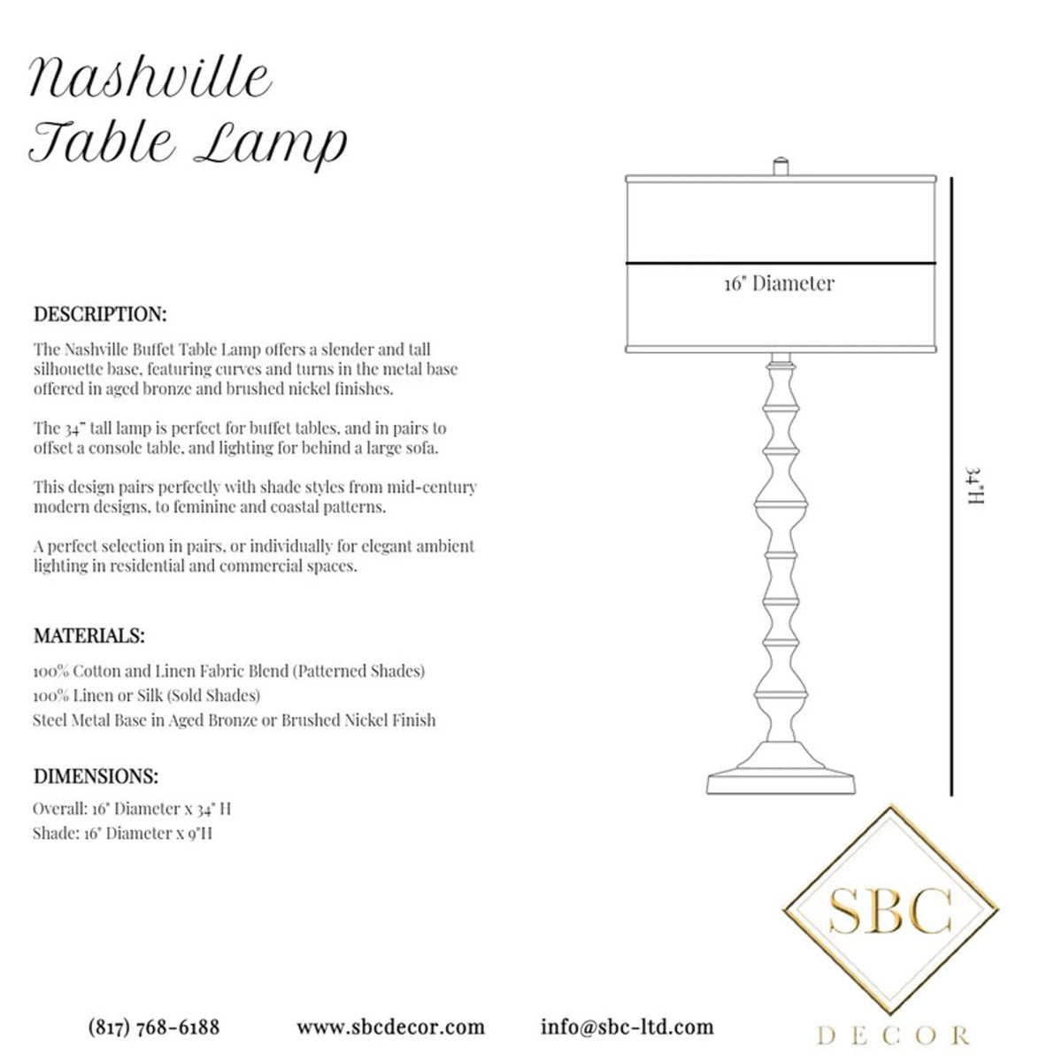 NASHVILLE BUFFET LAMP