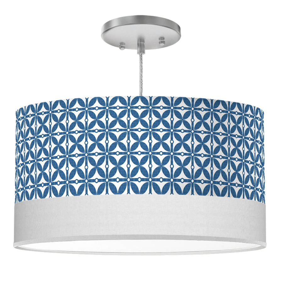 Big Sur Drum Pendant Light - Pack Of: 1 - Bellagio 16" DIAMETER SHADE Modern blue pattern shades