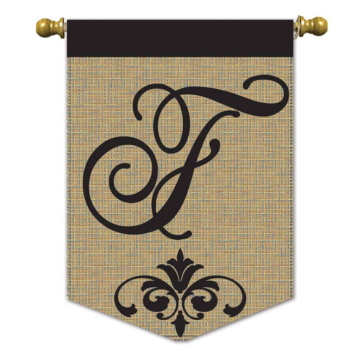 Elegant Monogram Burlap Garden Flag
