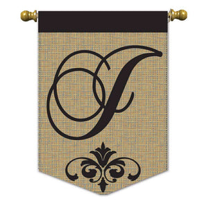 Elegant Monogram Burlap Garden Flag