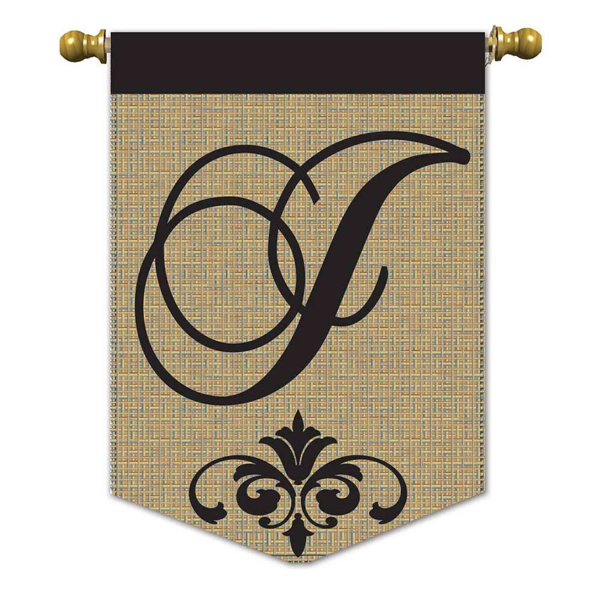 Elegant Monogram Burlap Garden Flag