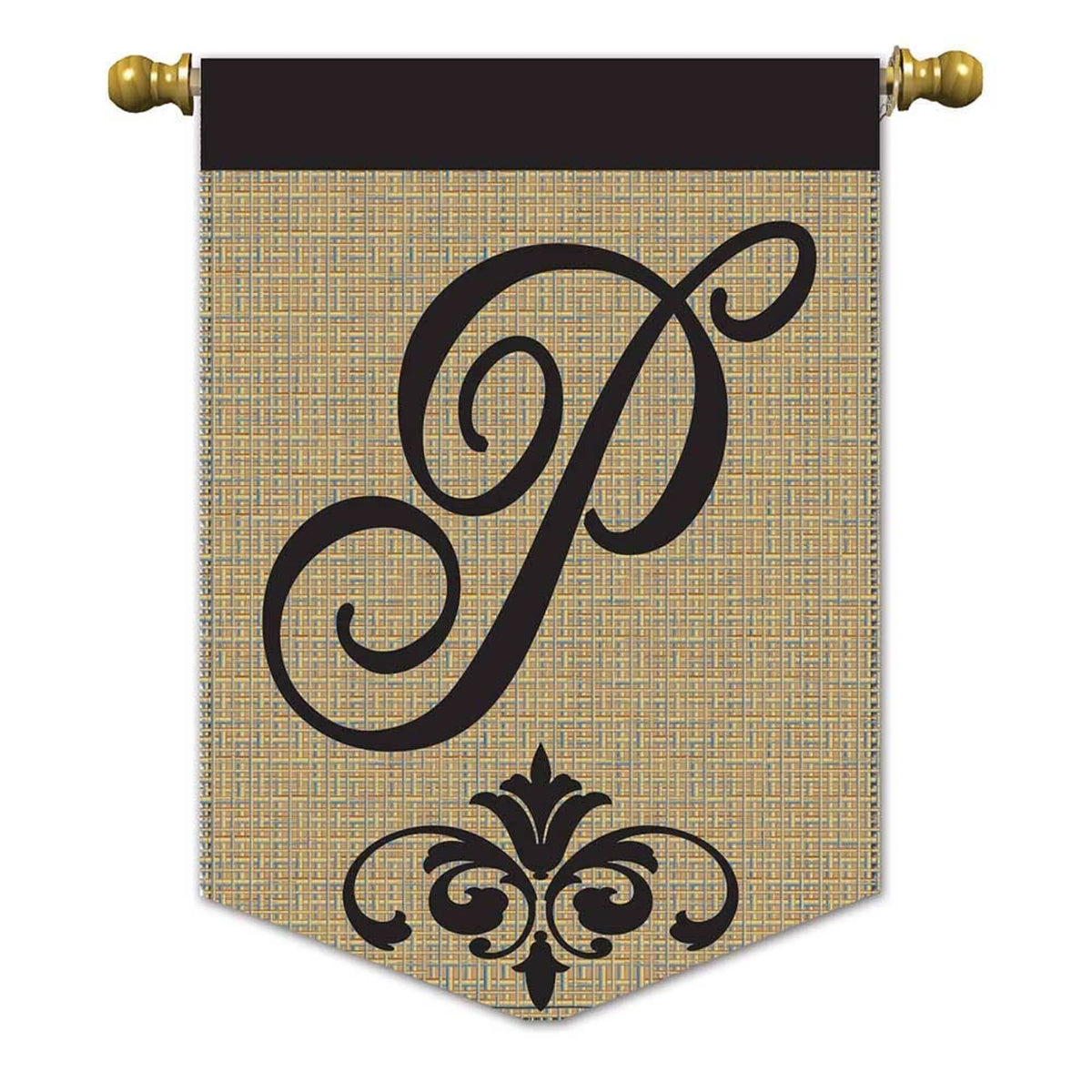 Elegant Monogram Burlap Garden Flag
