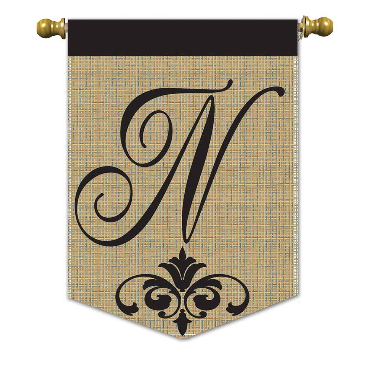 Elegant Monogram Burlap Garden Flag