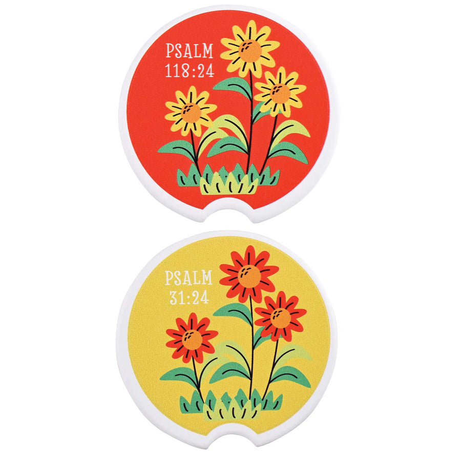 Car Coaster Vibrant Daisey Psalms 2pk