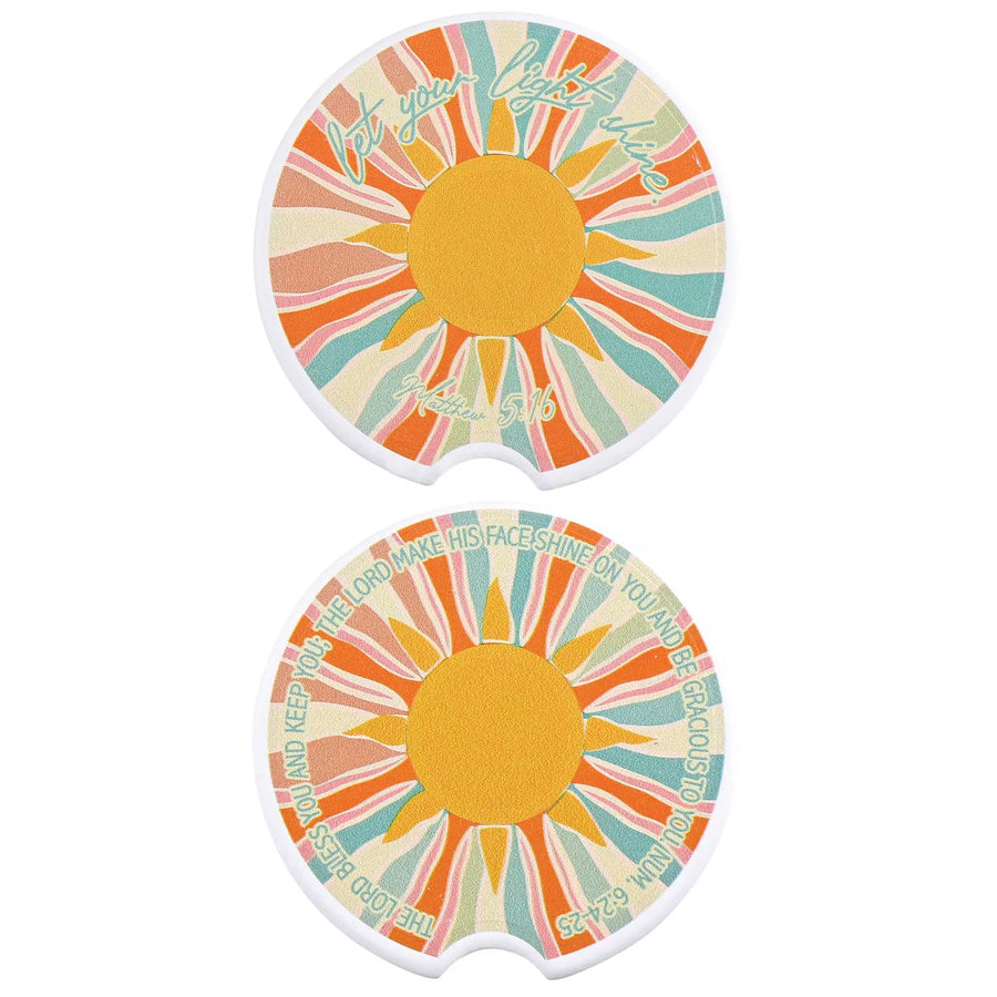 Car Coaster Let Your Light Shine 2pk