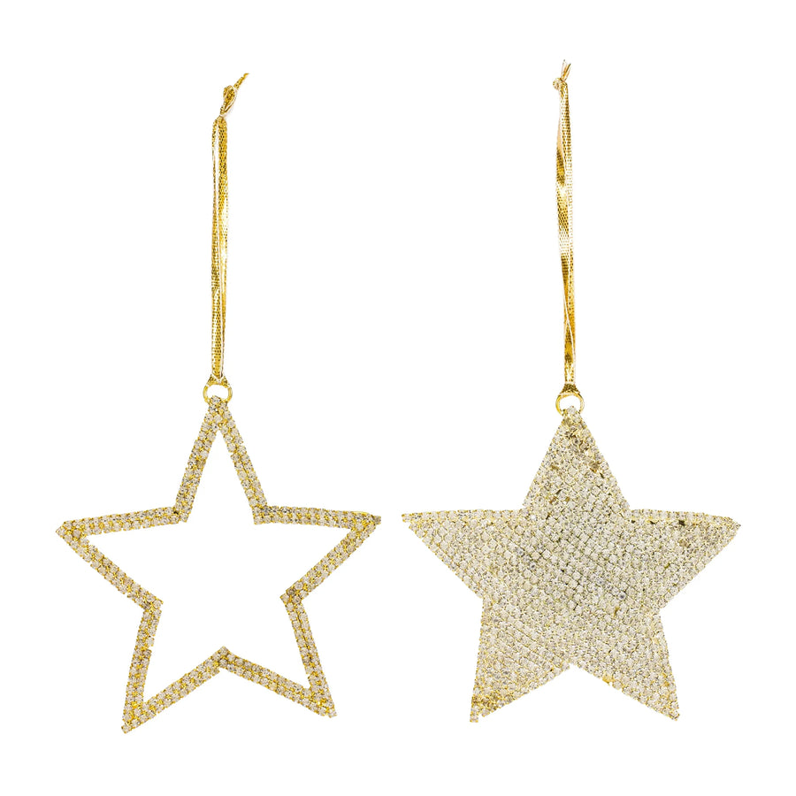 Star Ornament (Set of 6) 4"H Iron/Glass