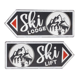 Ski Lift Lodge Sign  - Colors: Cream; black