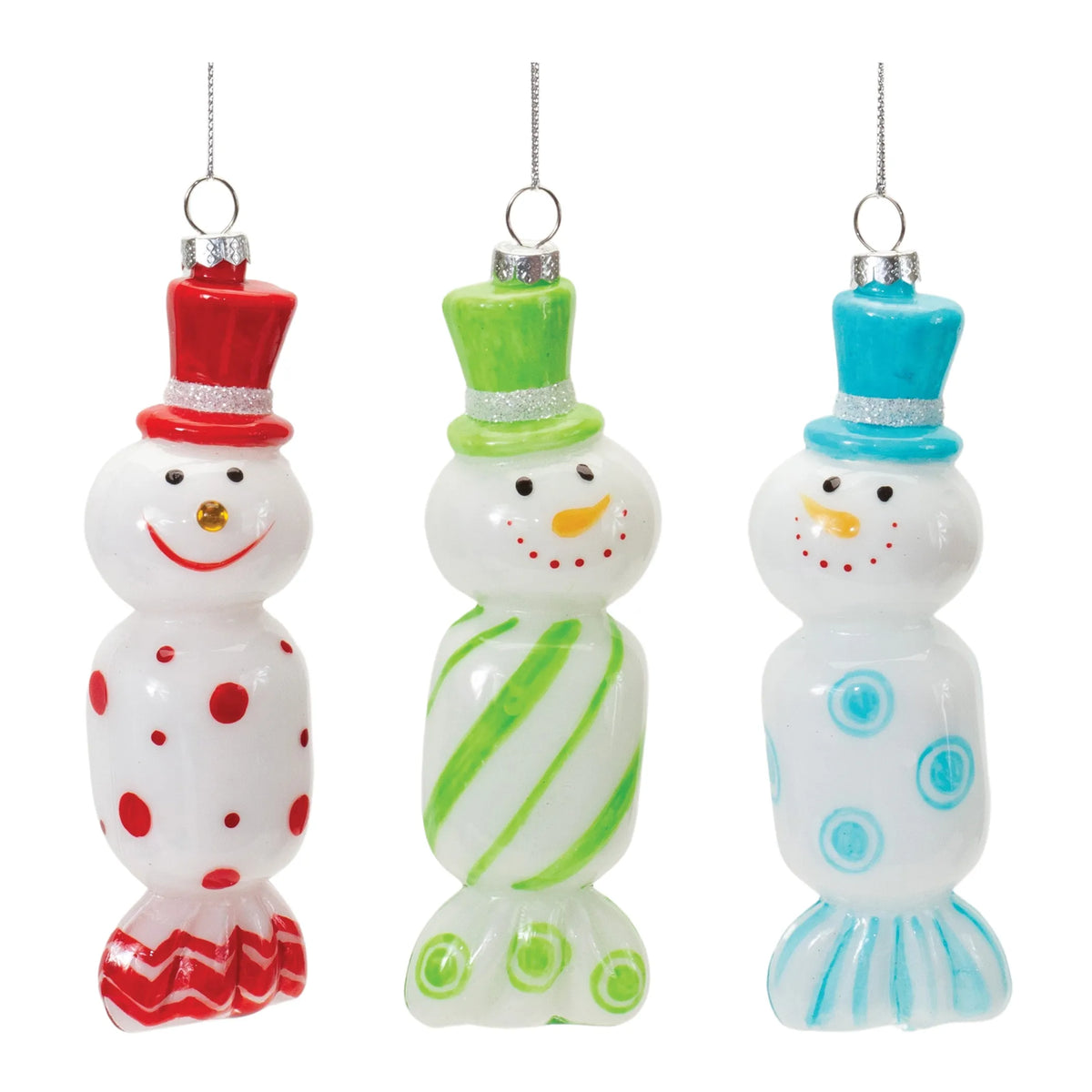 Glass Snowman Candy Ornament