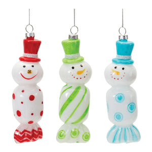 Glass Snowman Candy Ornament