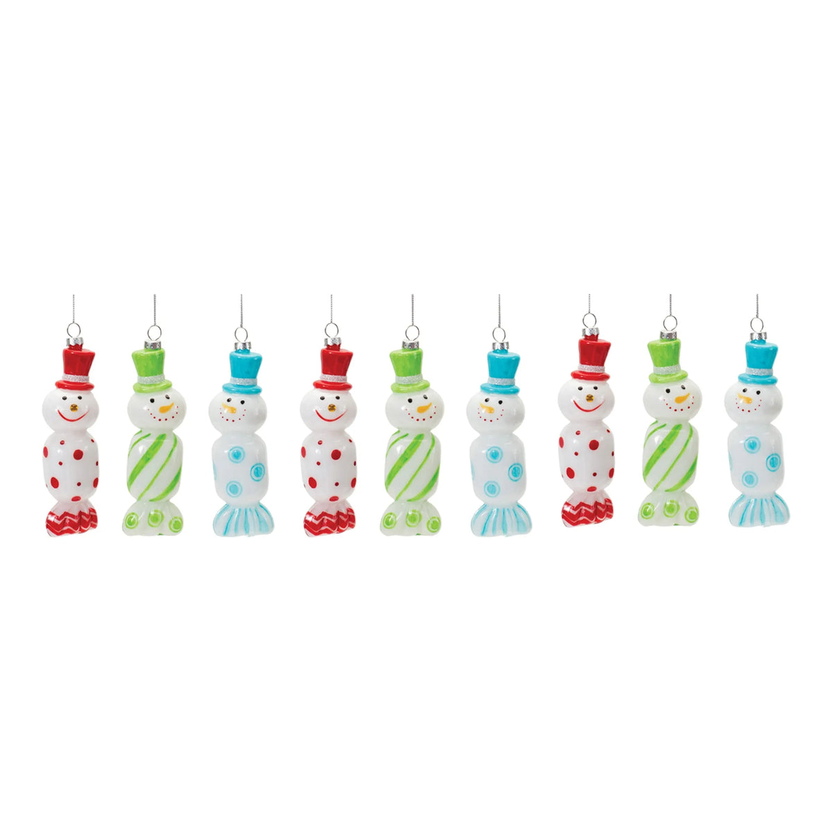 Glass Snowman Candy Ornament
