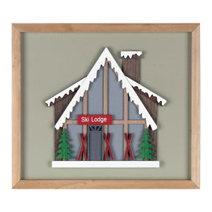 Framed Ski Lodge Wall Art