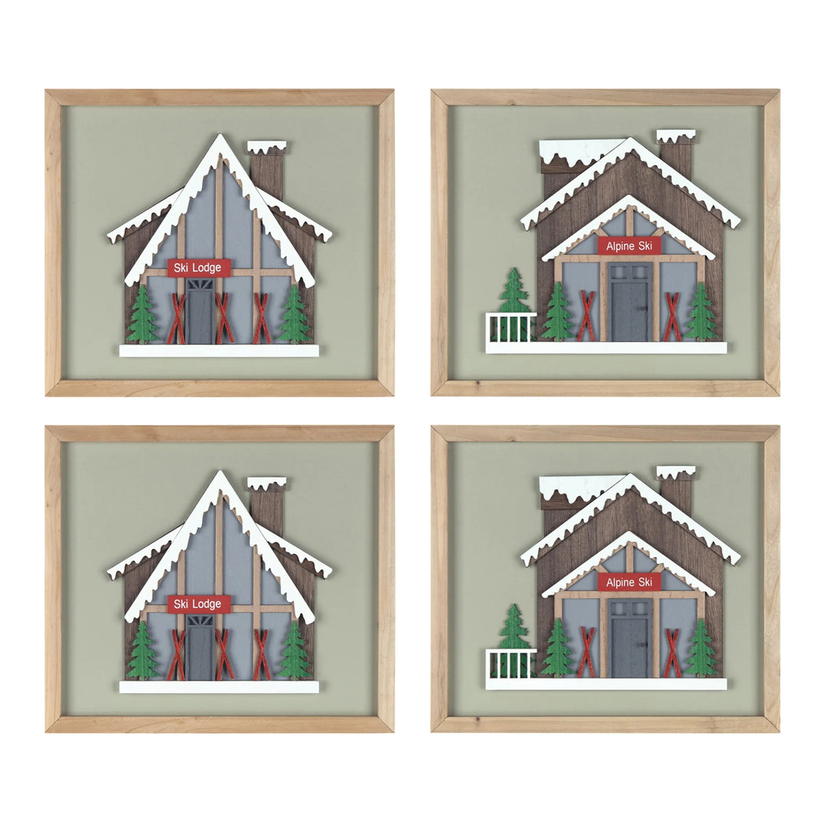 Framed Ski Lodge Wall Art
