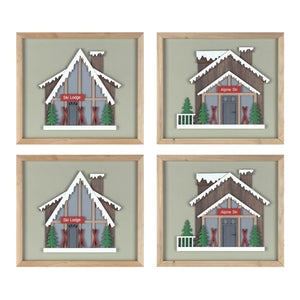 Framed Ski Lodge Wall Art