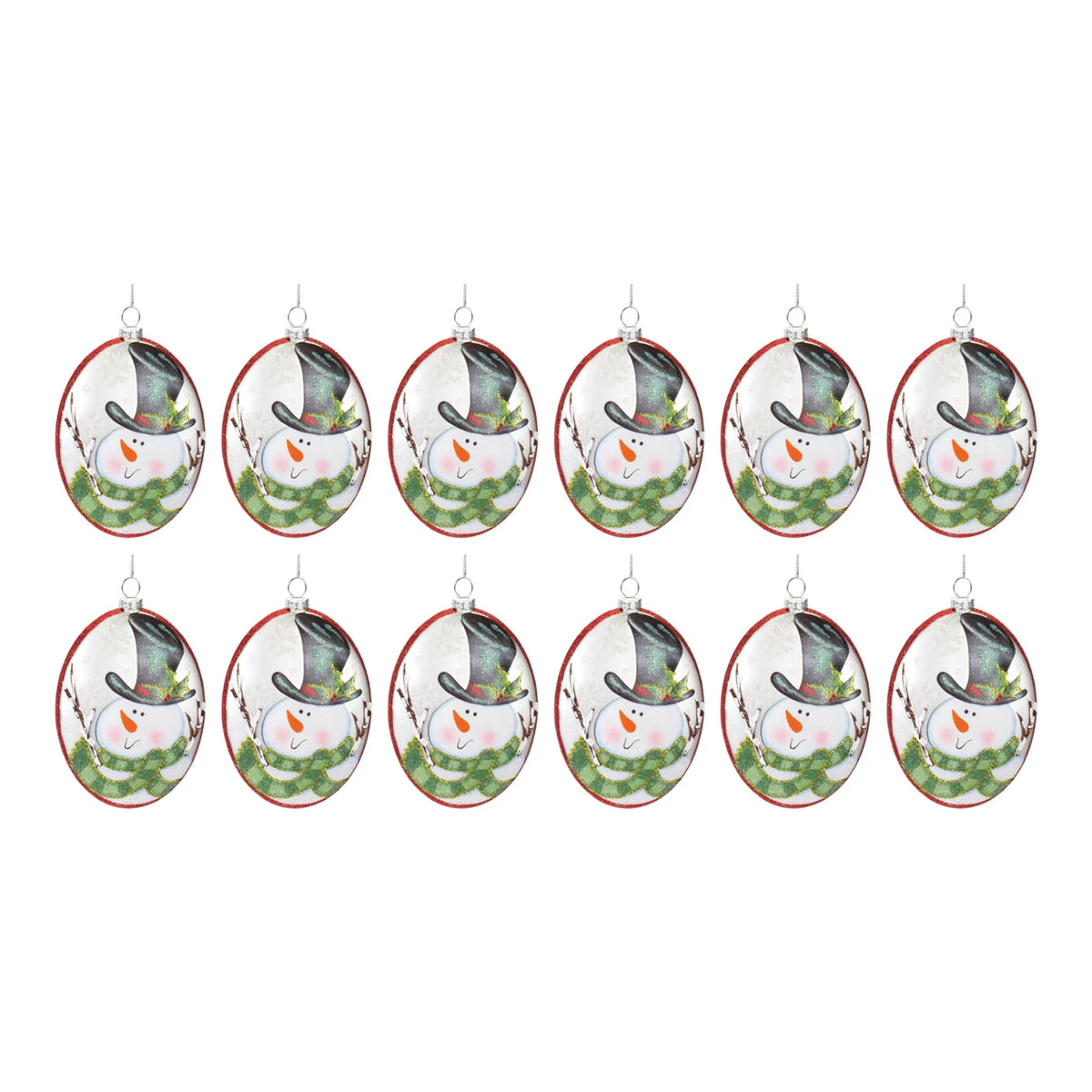 Glass Snowman Disc Ornament
