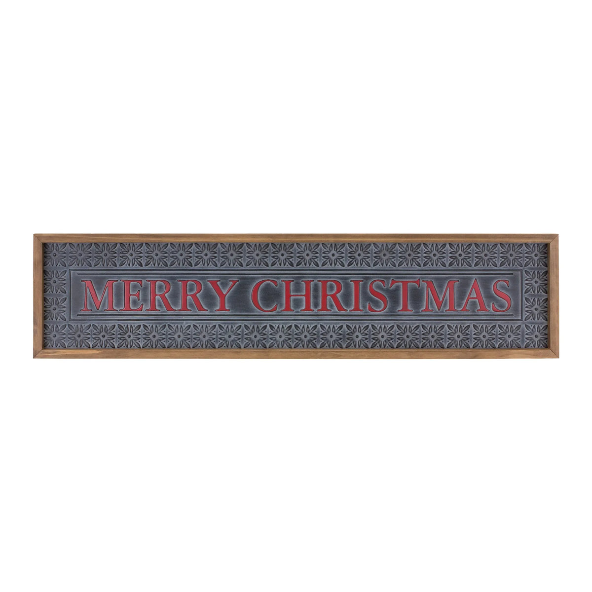 Ornate Metal Merry Christmas Sign  - Materials: Metal; wood