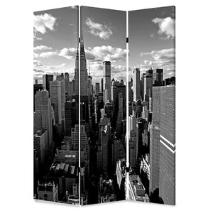 48" X 72" Multi Color Wood Canvas New York Skyline Screen - 1
