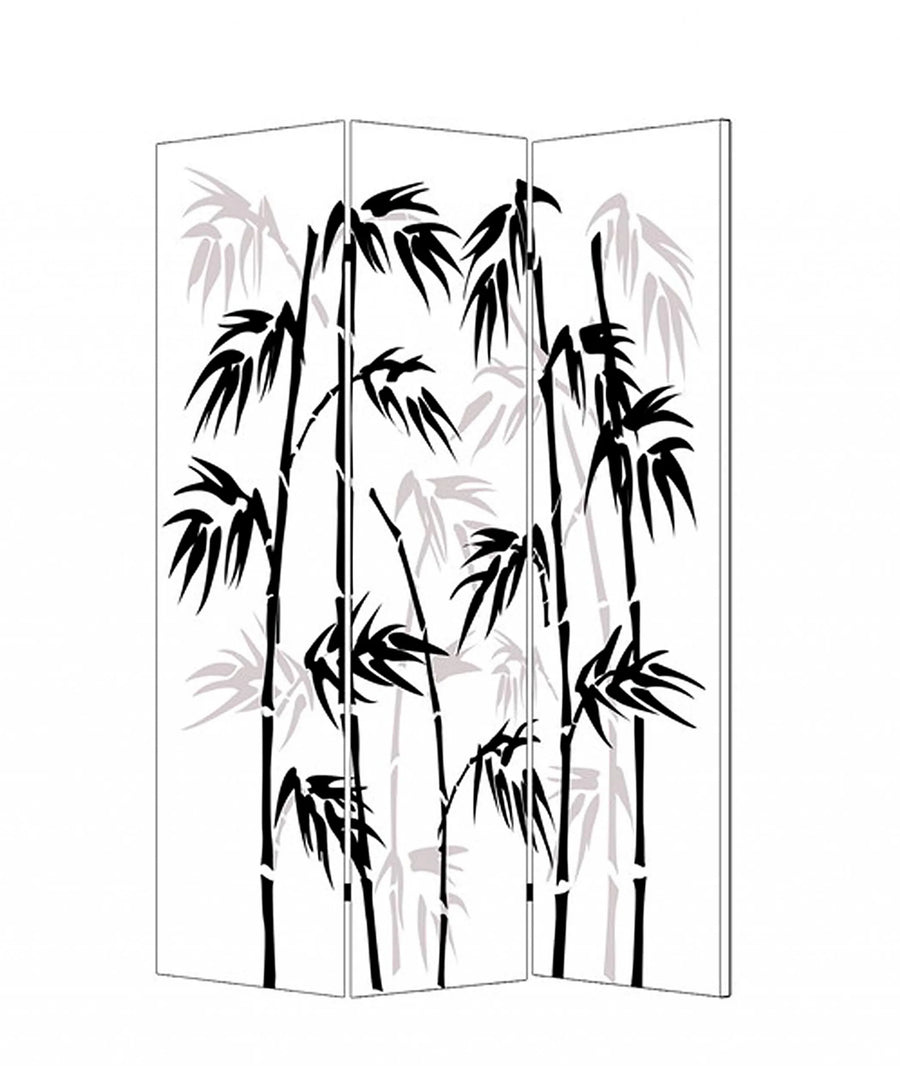 48 X 72 Multi Color Wood Canvas Bamboo Leaf Screen - 1