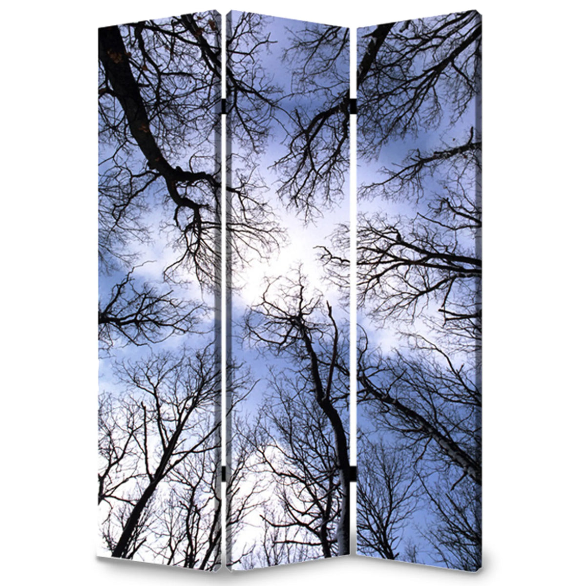 48" X 72" Multi Color Wood Canvas Forest Screen