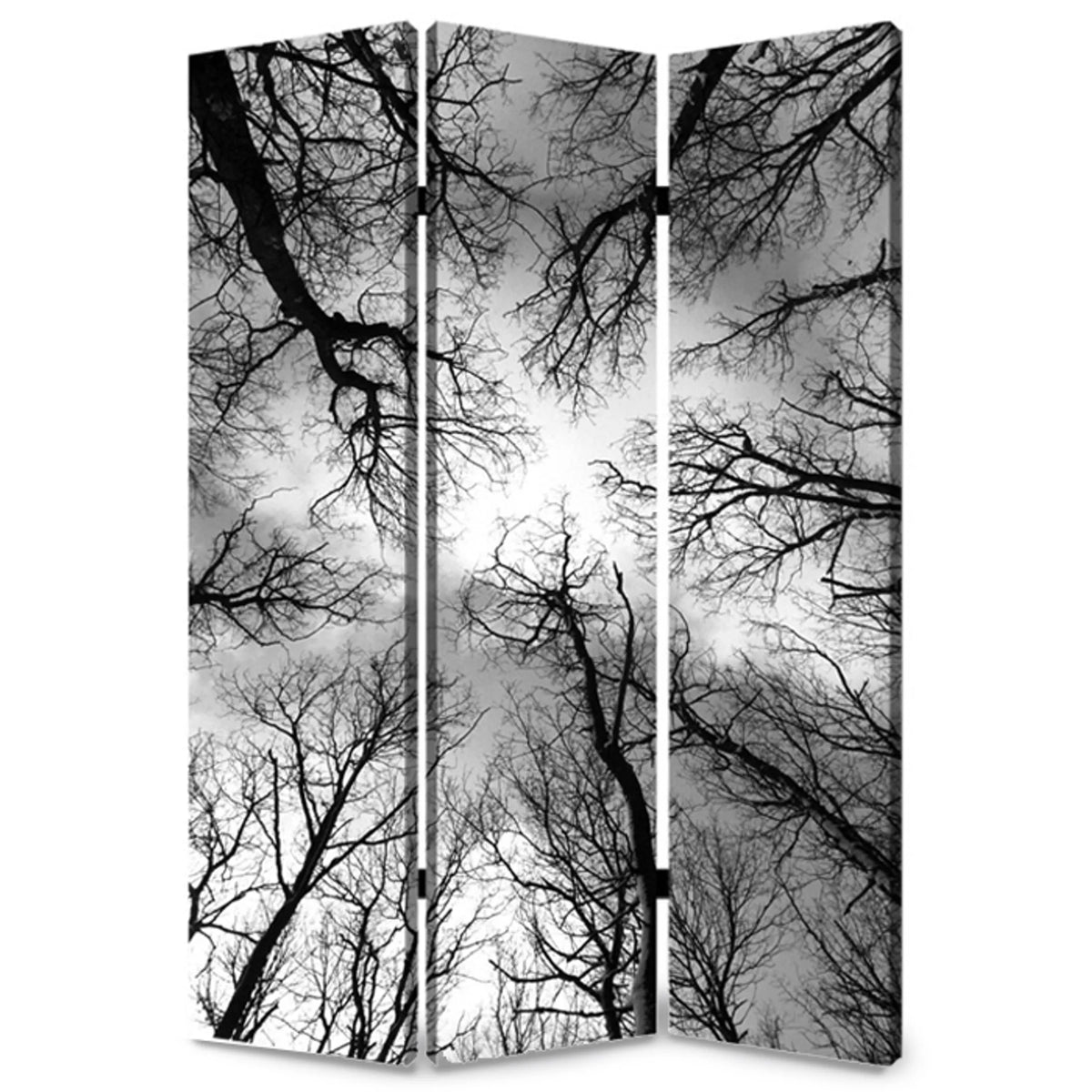 48" X 72" Multi Color Wood Canvas Forest Screen