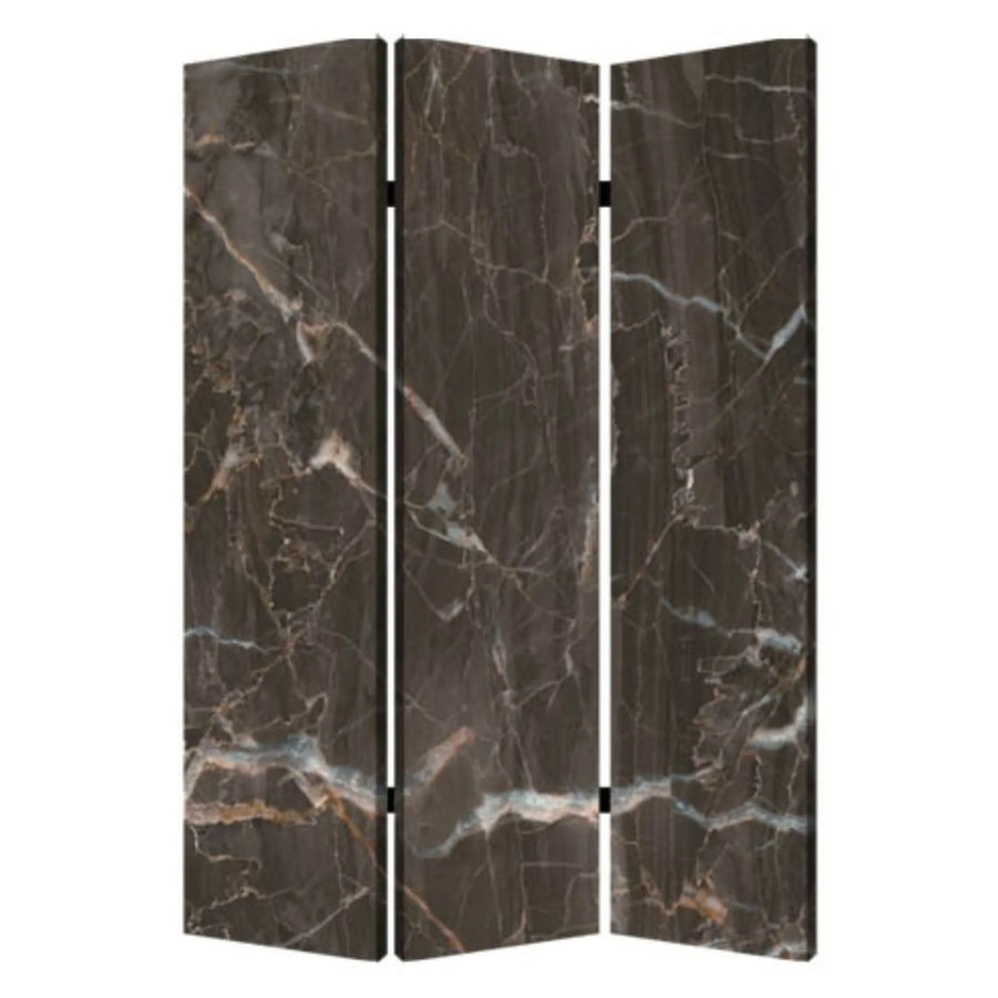 48" X 72" Multi Color Wood Canvas Black Marble Screen - 1