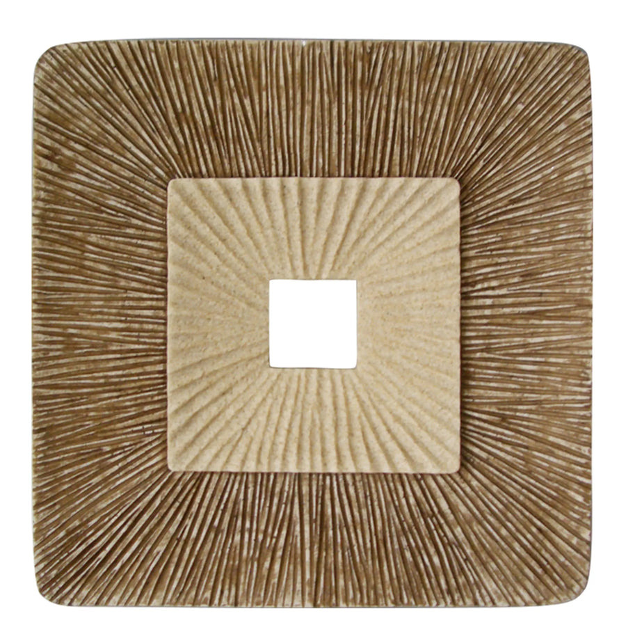 26" X 26" X 2" Brown Concave Square Double Layer Ribbed Wall Plaque - 1