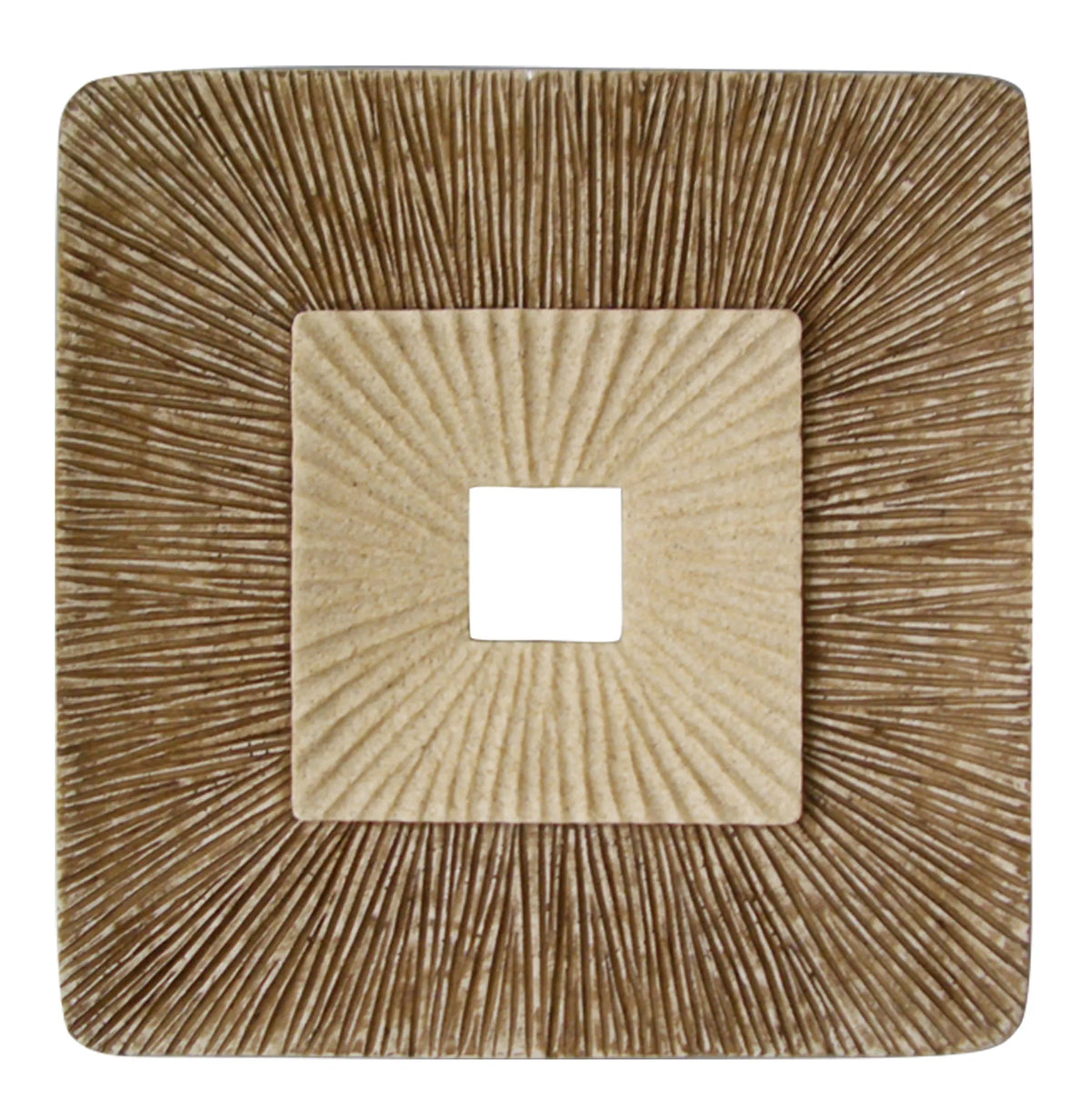 26" X 26" X 2" Brown Concave Square Double Layer Ribbed Wall Plaque
