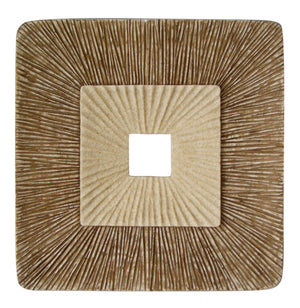 26" X 26" X 2" Brown Concave Square Double Layer Ribbed Wall Plaque
