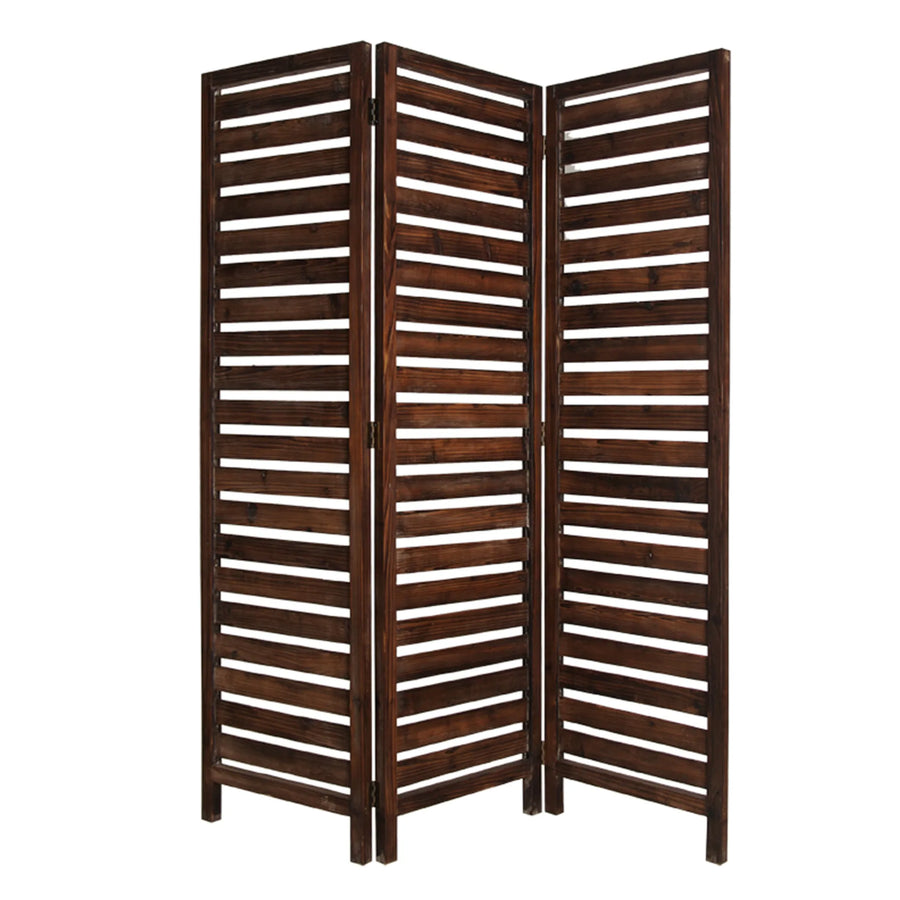 63" X 72" Brown 3 Panel Solid Wood Fortress Screen - 1