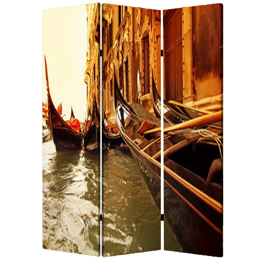 48" X 72" Multi Color Wood Canvas Venice Screen - 1