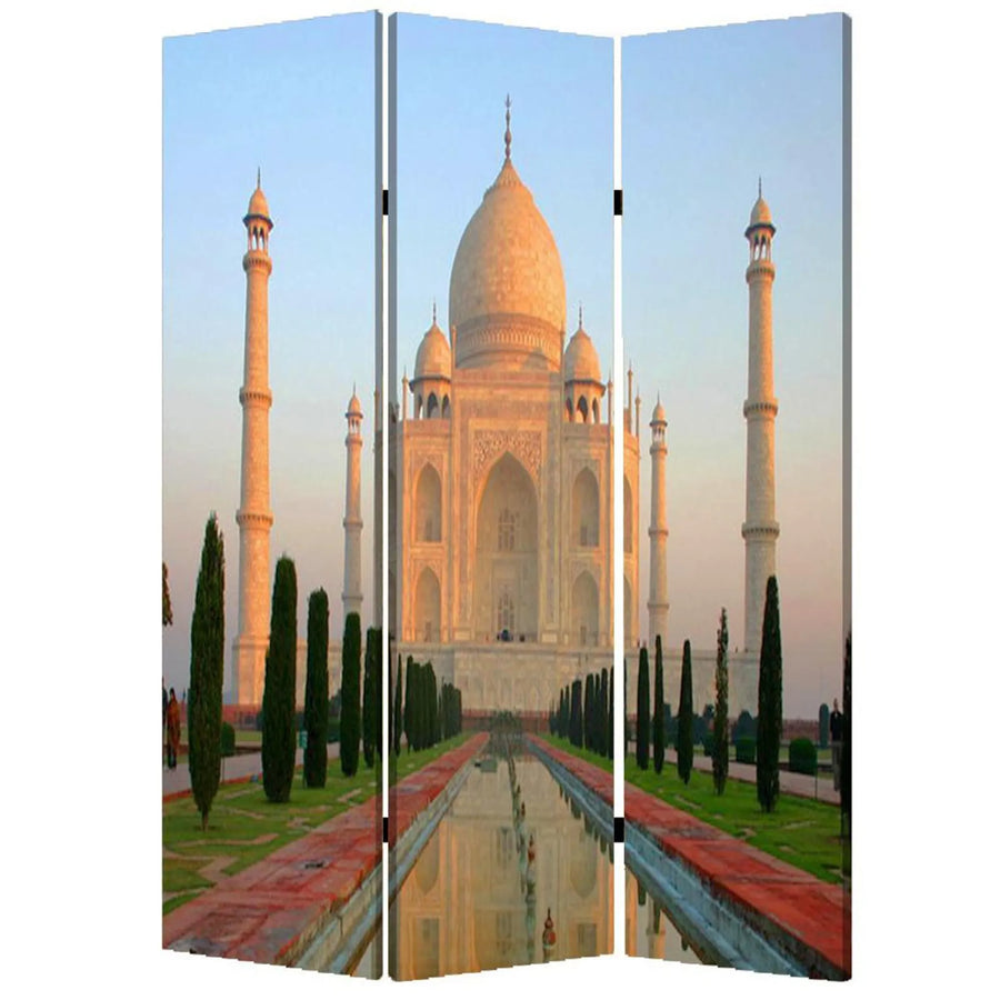 48" X 72" Multi Color Wood Canvas Taj Mahal Screen - 1