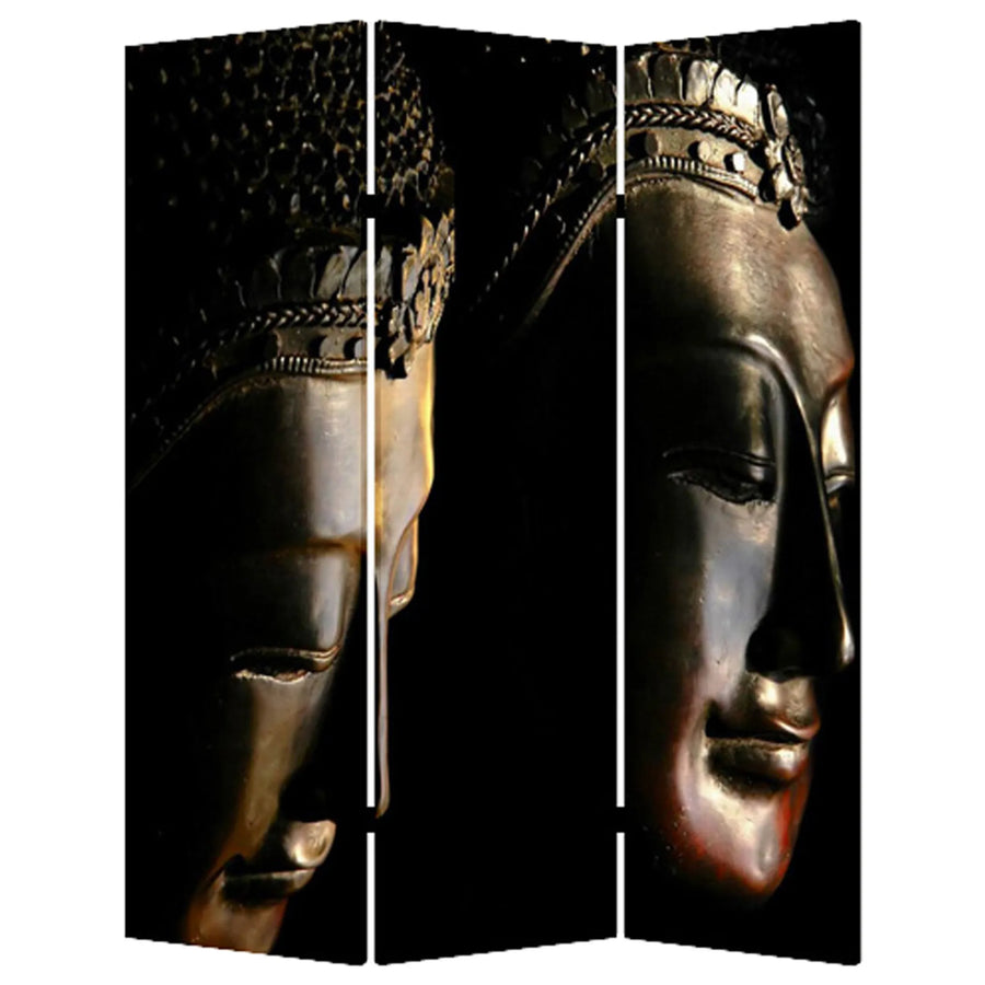 48" X 72" Multi Color Wood Canvas Budda Screen - 1