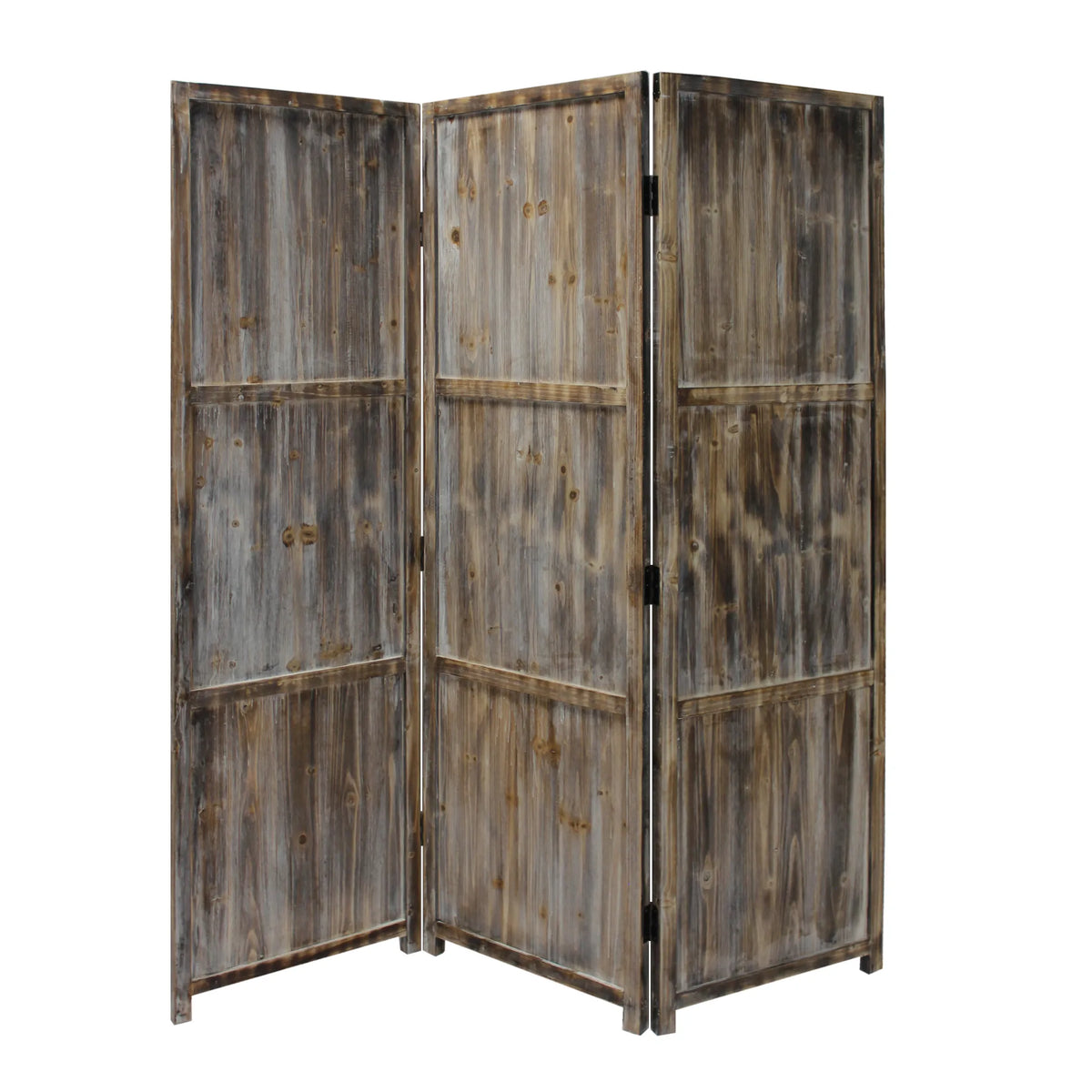1" x 63" x 72" Brown 3 Panel Solid Wood Fortress Screen - 1