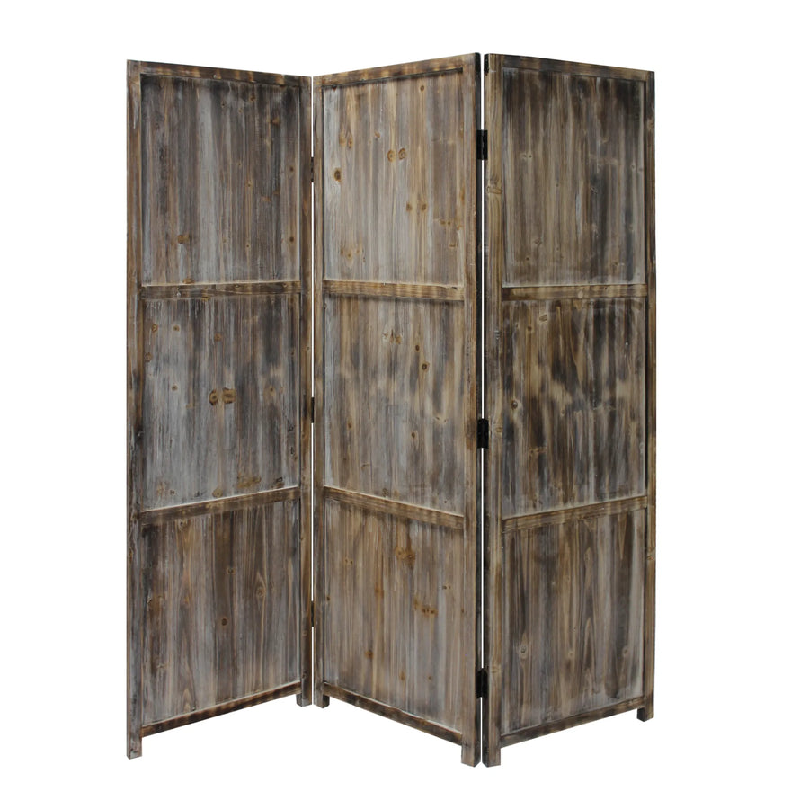 1" x 63" x 72" Brown 3 Panel Solid Wood Fortress Screen - 1