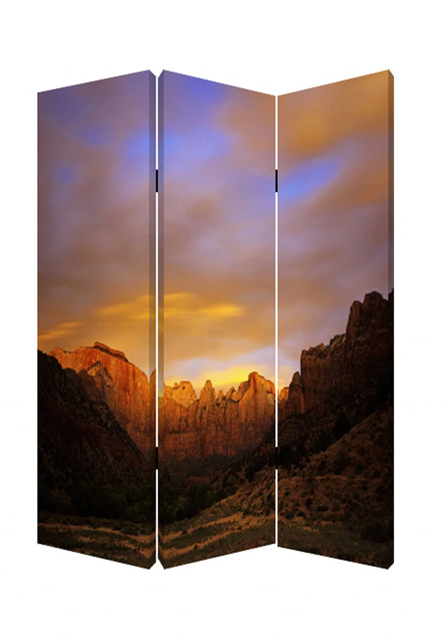 48 X 72 Multi Color Wood Canvas Desert Screen - 1