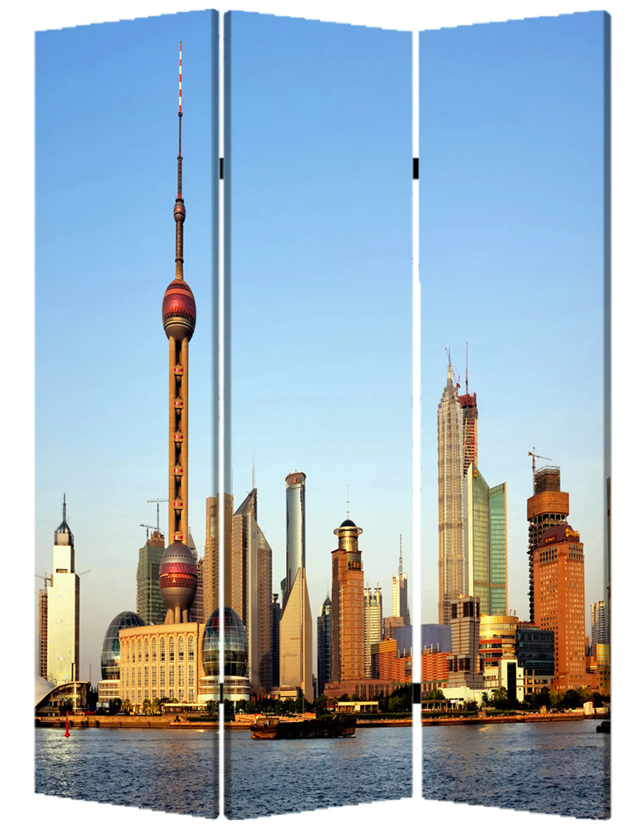 48" X 72" Multi Color Wood Canvas China Screen - 1