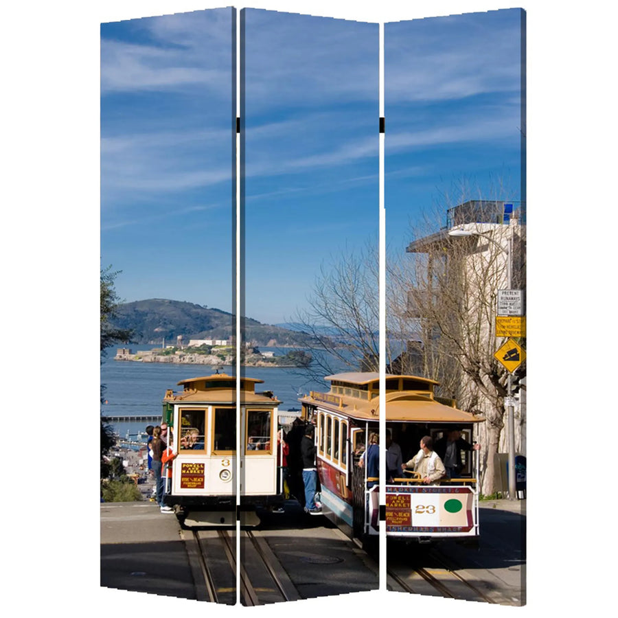 48" X 72" Multi Color Wood Canvas San Francisco Screen - 1