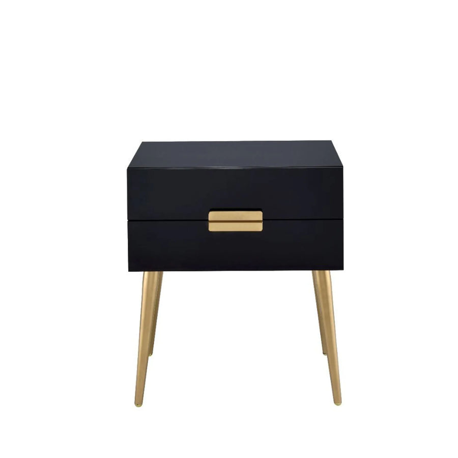 24" Black and Gold End Table With Two Drawers - 1