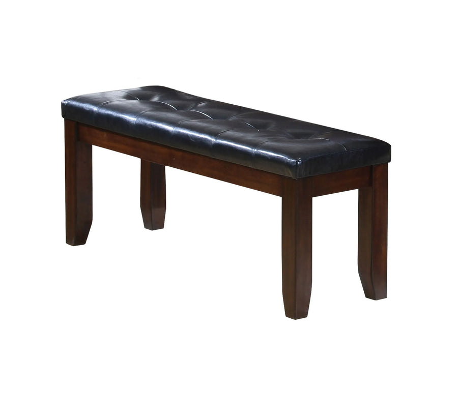 48" Black and Espresso Upholstered Faux Leather Bench - 1