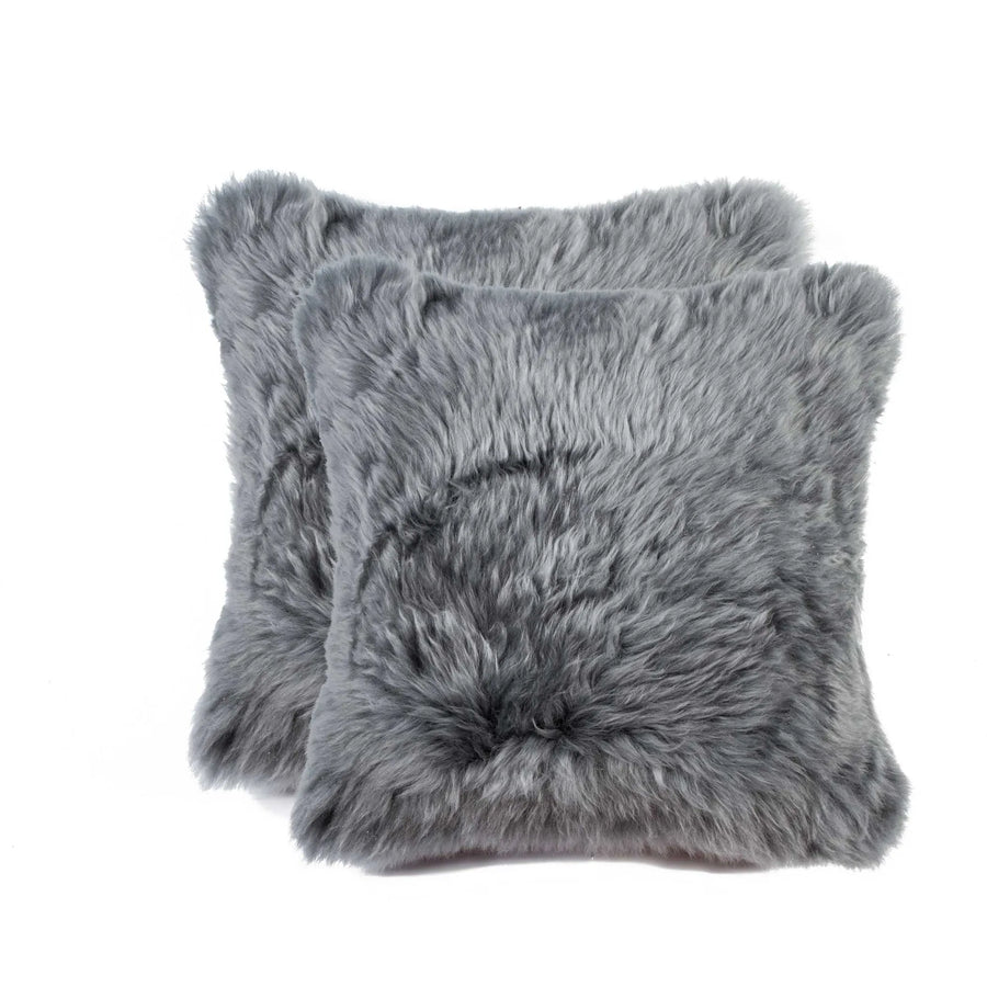 18" X 18" X 5" Gray Sheepskin Pillow 2 Pack - 1