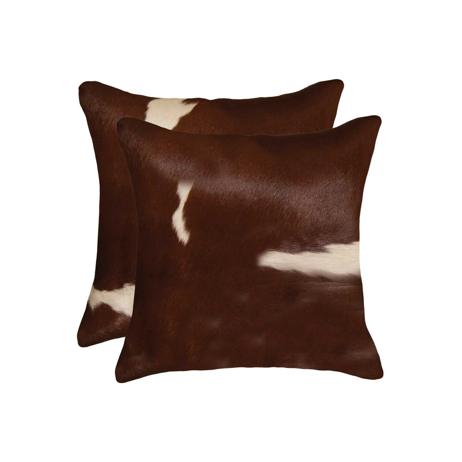 18" X 18" X 5" Brown And White Cowhide Pillow 2 Pack - 1