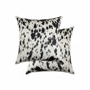 16"X16" Salt And Pepper Black And White Cowhide Pillow 2 Pack