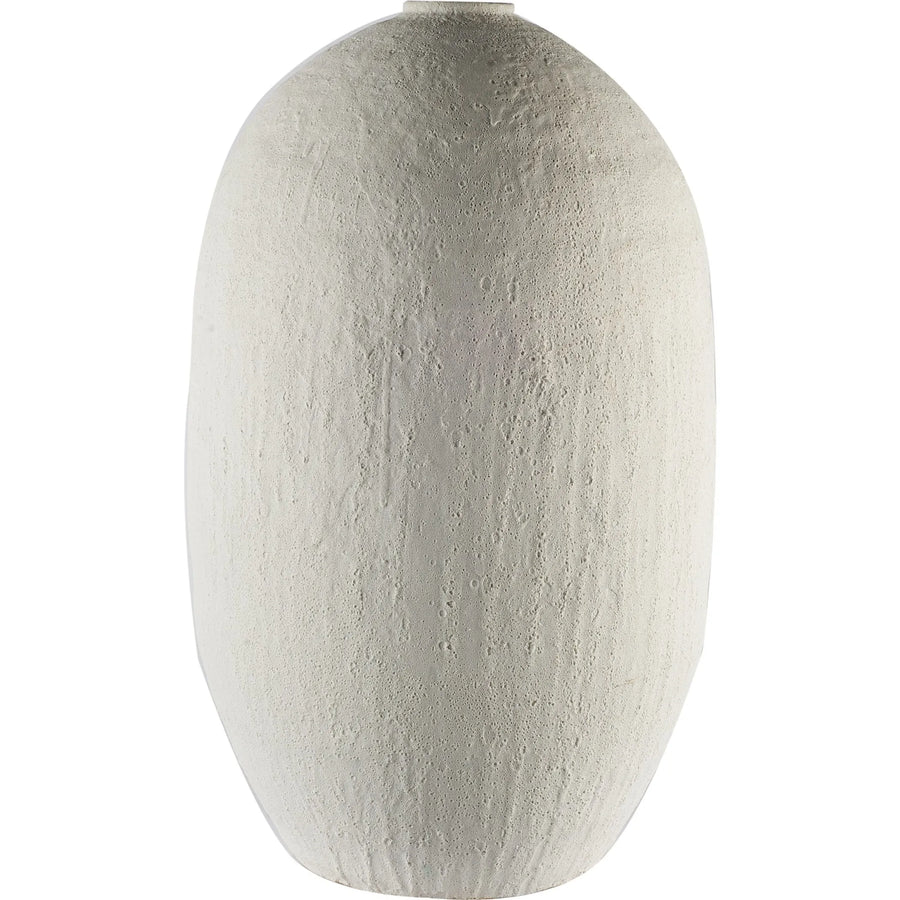 32" Narrow White Textured Ceramic Vase - 1