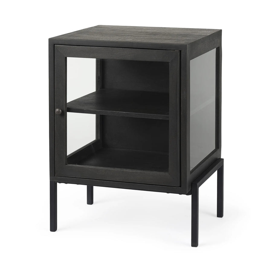 26" Black And Brown Solid Wood Square End Table - 1
