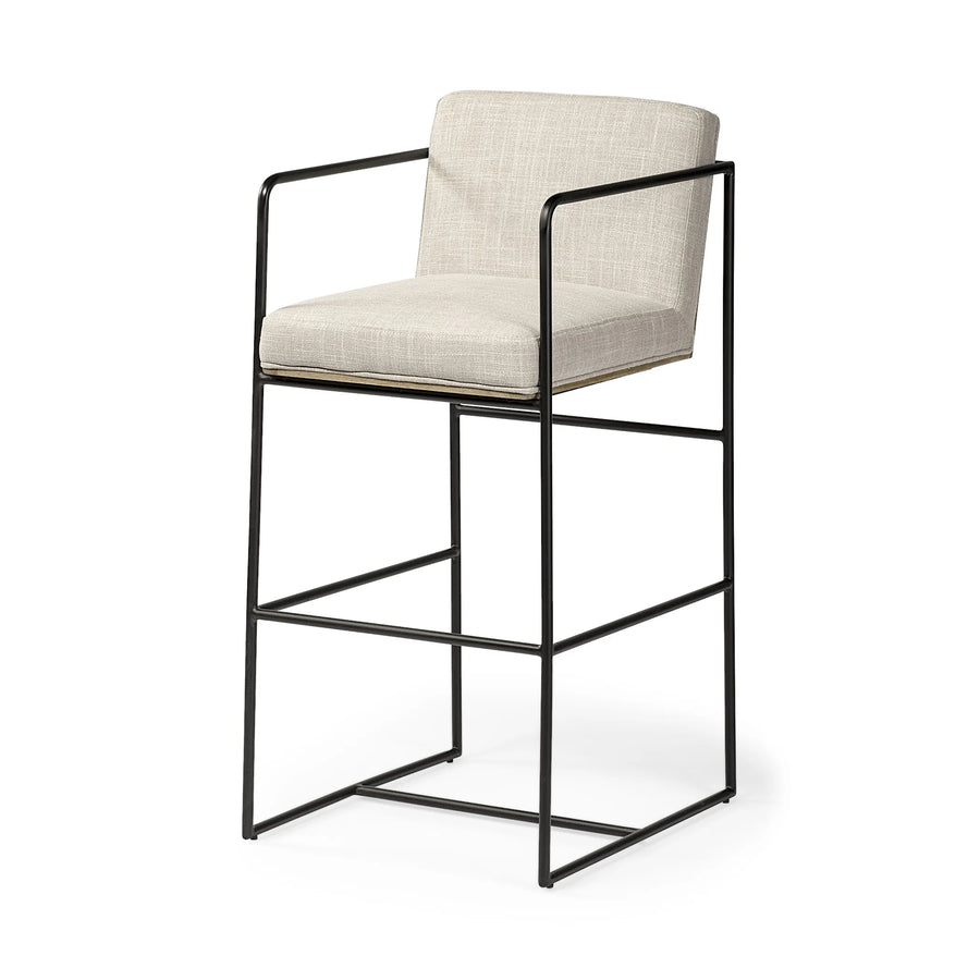 29" Beige Iron Counter Height Bar Chair - 1