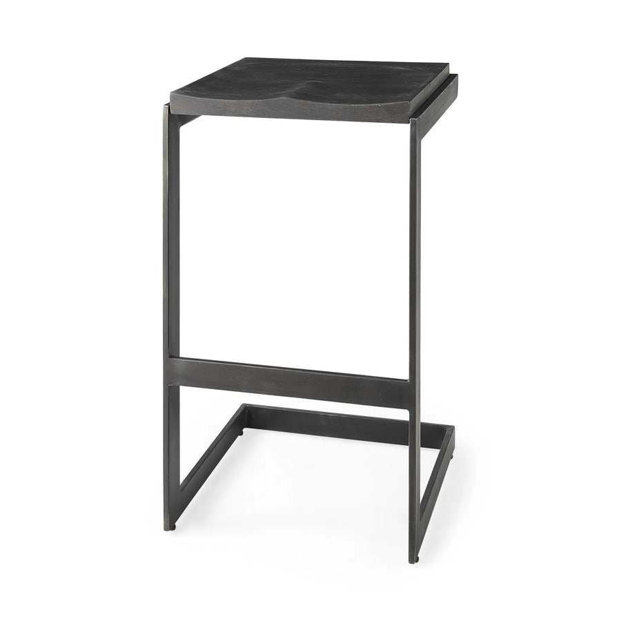 30" Black Solid and Manufactured Wood Backless Bar Height Bar Chair - 1