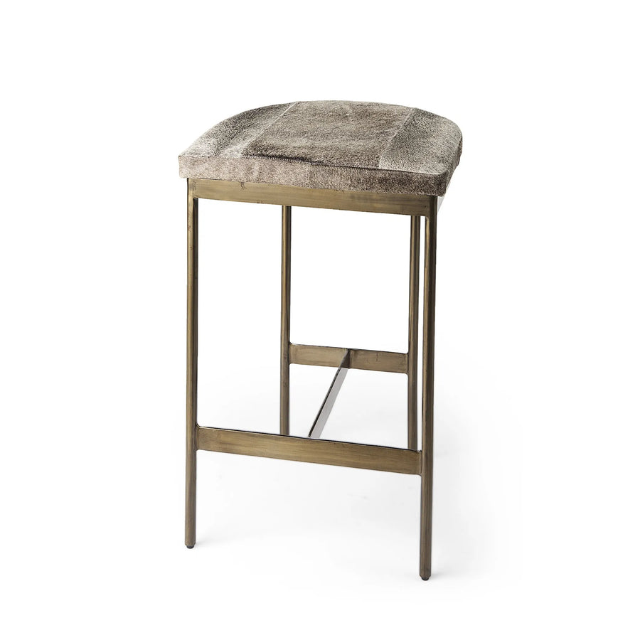 29" Gray Iron Backless Bar Chair - 1